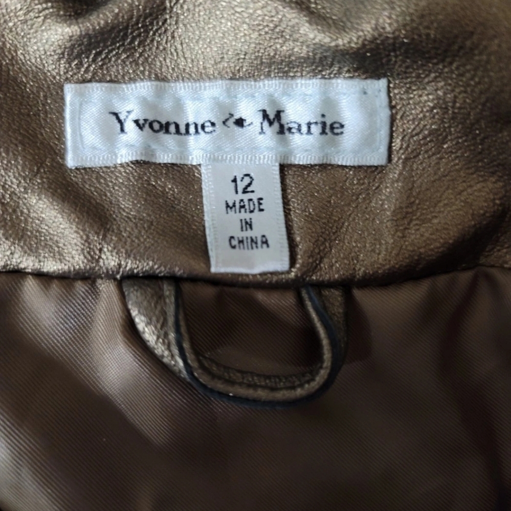 Yvonne le Marie Leather Bronze biker Jacket Size 12 - Picture 4 of 4